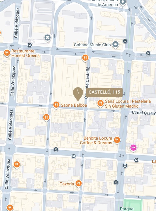 Mapa de situación de la Clínica Dental Fernando Soria en Calle Castelló 115, esquina General Oraá, Madrid